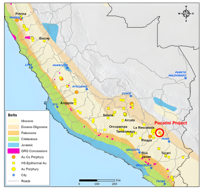 Figure 1 - Regional belt map, INGEMMET, 2020.